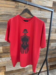 BY O LA LA! BLUZKA T-SHIRT MODEL CZERWONA (RED KISS)