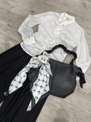 BY O LA LA! KOSZULA Z ŻABOTEM OFF WHITE