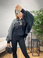 SWETER KURTKA HYBRYDOWA BOHO AMELIA CZARNA
