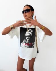 LA MILLA BLUZKA T-SHIRT OVERSIZE Z PODUSZKAMI KOBIETA BIAŁY