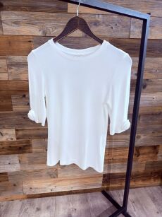 BY O LA LA! BLUZKA T-SHIRT PRĄŻEK ROSES OFF WHITE