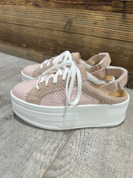 BY O LA LA...! SNEAKERSY/SANDAŁY NA GRUBEJ PODESZWIE RAFIA RÓŻOWE