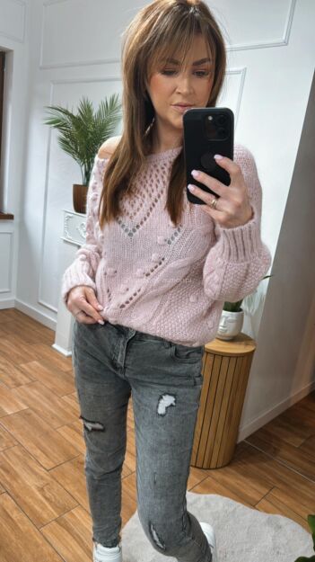 BY O LA LA...! SWETER KID MOHER RÓŻ