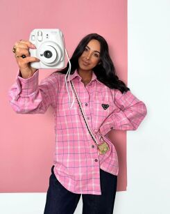 LA MILLA KOSZULA W KRATĘ BIANCA CUKIERKOWY RÓŻ