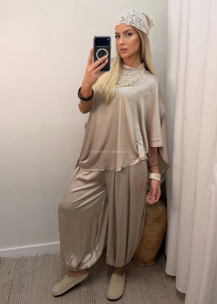 SPODNIE ALLADYNKI SATYNOWE DOLCE VITA BEŻ