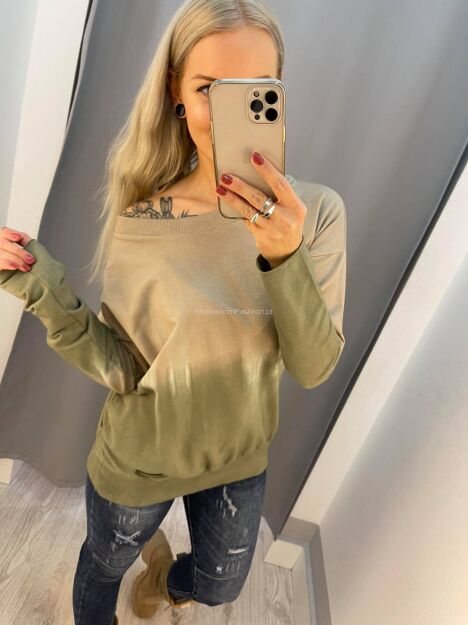 BY O LA LA! BLUZKA OMBRE BEŻ/KHAKI