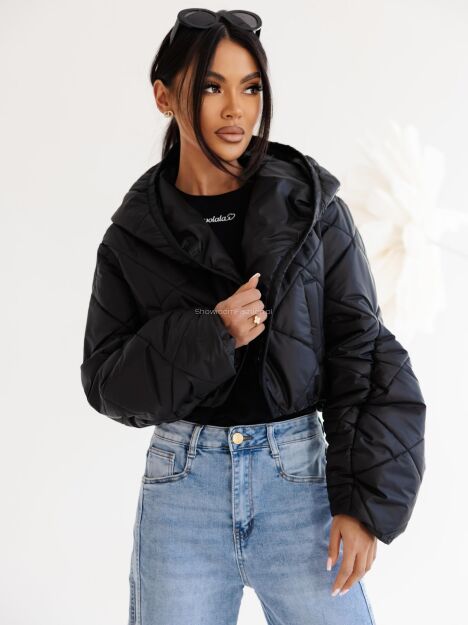 BY O LA LA! PIKOWANA KURTKA RĘKAW BUFKA CZARNA