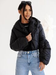 BY O LA LA! PIKOWANA KURTKA RĘKAW BUFKA CZARNA