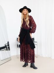 BY O LA LA!  KORONKOWA SUKIENKA MAXI BORDO (MERLOT)