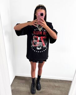 LA MILLA BLUZKA T-SHIRT OVERSIZE Z PODUSZKAMI ORZEŁ CZARNY