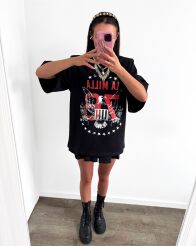 LA MILLA BLUZKA T-SHIRT OVERSIZE Z PODUSZKAMI ORZEŁ CZARNY