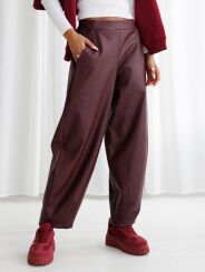 BY O LA LA! SPODNIE BALLOON ECO SKÓRA MERLOT (BORDO)