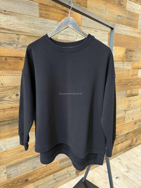 BY O LA LA! ASYMETRYCZNA BLUZA OVERSIZE CZARNA