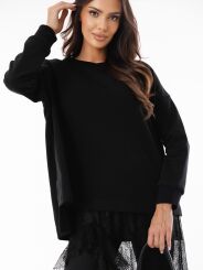 BY O LA LA! ASYMETRYCZNA BLUZA OVERSIZE CZARNA