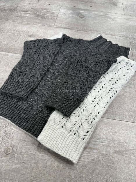 BY O LA LA...! SWETER PUDEŁKOWY Z PÓŁGOLFEM WARKOCZ SZAROŚĆ/PERŁA
