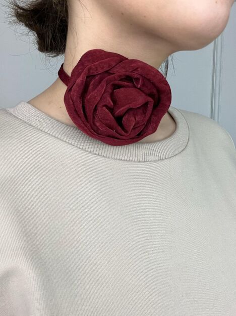 BY O LA LA ! NASZYJNIK CHOKER RÓŻA BORDO