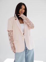 BY O LA LA...! MARYNARKA Z KORONKOWYMI RĘKAWAMI PUDER RÓŻ