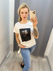 BY O LA LA! BLUZKA T-SHIRT FOTO BIAŁA II