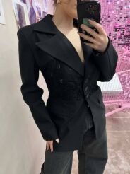 LA MILLA MARYNARKA Z KORONKĄ W TALII CZARNA