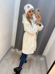 BY O LA LA! ZESTAW PŁASZCZ PARKA + KAMIZELKA ŚMIETANA - 6