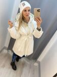 BY O LA LA! ZESTAW PŁASZCZ PARKA + KAMIZELKA ŚMIETANA - 2