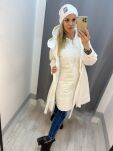 BY O LA LA! ZESTAW PŁASZCZ PARKA + KAMIZELKA ŚMIETANA - 5