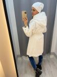 BY O LA LA! ZESTAW PŁASZCZ PARKA + KAMIZELKA ŚMIETANA - 7