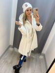 BY O LA LA! ZESTAW PŁASZCZ PARKA + KAMIZELKA ŚMIETANA - 4