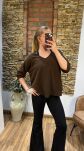 SWETER OVERSIZE KRÓTKIE RĘKAWY DOLCE CZEKOLADA - 2