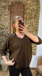 SWETER OVERSIZE KRÓTKIE RĘKAWY DOLCE CZEKOLADA - 4