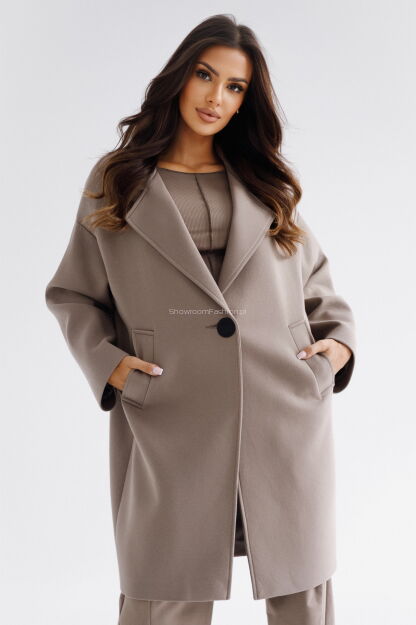 BY O LA LA! PŁASZCZ DRESOWY AUTUMN VIBES STONE (BRĄZ/TAUPE)