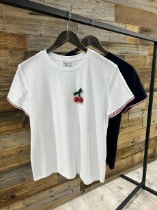 BY O LA LA! BLUZKA T-SHIRT CHERRIES BIAŁA