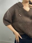 MINOUU SWETER POLO KID MOHER GORZKA CZEKOLADA - 3