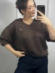 MINOUU SWETER POLO KID MOHER GORZKA CZEKOLADA - 4