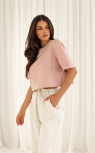 SEMPRE BLUZKA T-SHIRT PUDEŁKO Z PODUSZKAMI PUDER RÓŻ