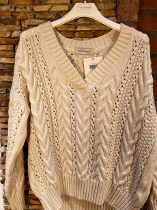 COCOMORE SWETER V-NECK WARKOCZ ŚMIETANA