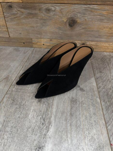 BY O LA LA...! BUTY KLAPKI OPEN TOE CZARNE