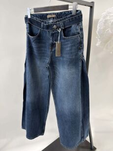 BY O LA LA...! JEANSY WIDE LEG Z OZDOBNYM PASKIEM NIEBIESKIE