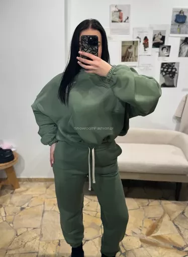 EMO KOMPLET DRESOWY SPODNIE + BLUZA ZE ŚCIĄGACZEM ZIELONY