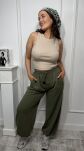 BY O LA LA! DRESOWE SPODNIE NEW FASHION MATCHA - 3