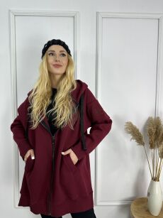 BY O LA LA! DRESOWA BLUZA ZIP OLL BORDO