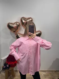 LA MILLA KOSZULA W PASY AURORA PUDROWY RÓŻ/BIEL