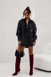 SEMPRE JEANSOWA KOSZULA OVERSIZE CZARNA - 2