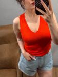 ROYAL CLUB TOP V-NECK Z LOGIEM CZERWONY/KORAL - 2