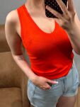 ROYAL CLUB TOP V-NECK Z LOGIEM CZERWONY/KORAL - 3
