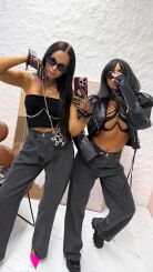 LA MILLA SPODNIE JEANSY WIDE LEG SZARE