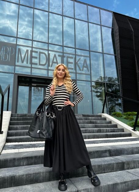 BY O LA LA! SUKIENKA MAXI PASY CZARNA/KOKOS