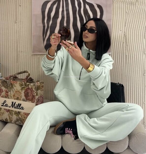 LA MILLA BLUZA ZE STÓJKĄ I SUWAKIEM CORALI MIĘTA