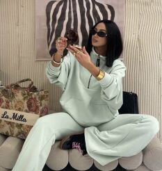 LA MILLA BLUZA ZE STÓJKĄ I SUWAKIEM CORALI MIĘTA