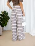 BY O LA LA...! SPODNIE WIDE LEG W PASY ALESSIA KAKAO - 3